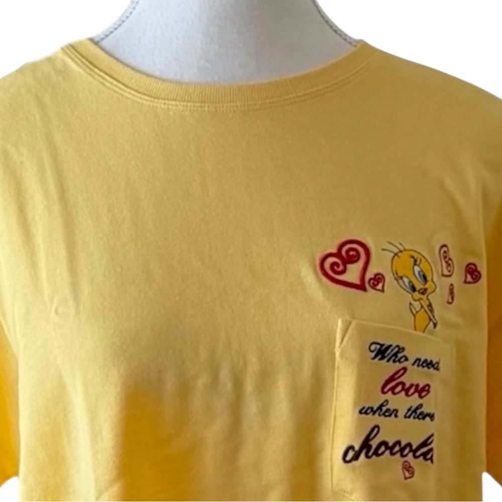 Warner Bros Tweety Graphic Tee Womens S Yellow 1999 Y2K Looney Tunes Vintage‎
